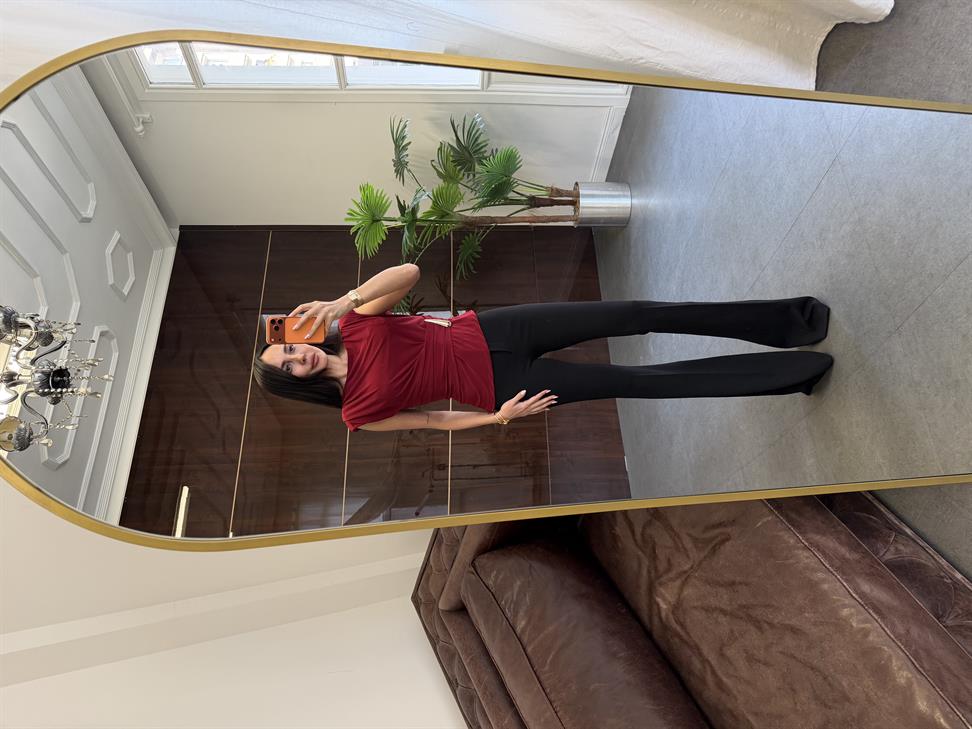 Bordo Yandan Tokalı Bluz