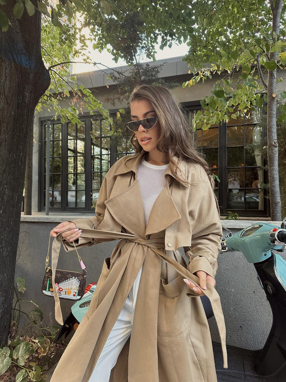 Camel Çıtçıtlı Kemerli Trençkot