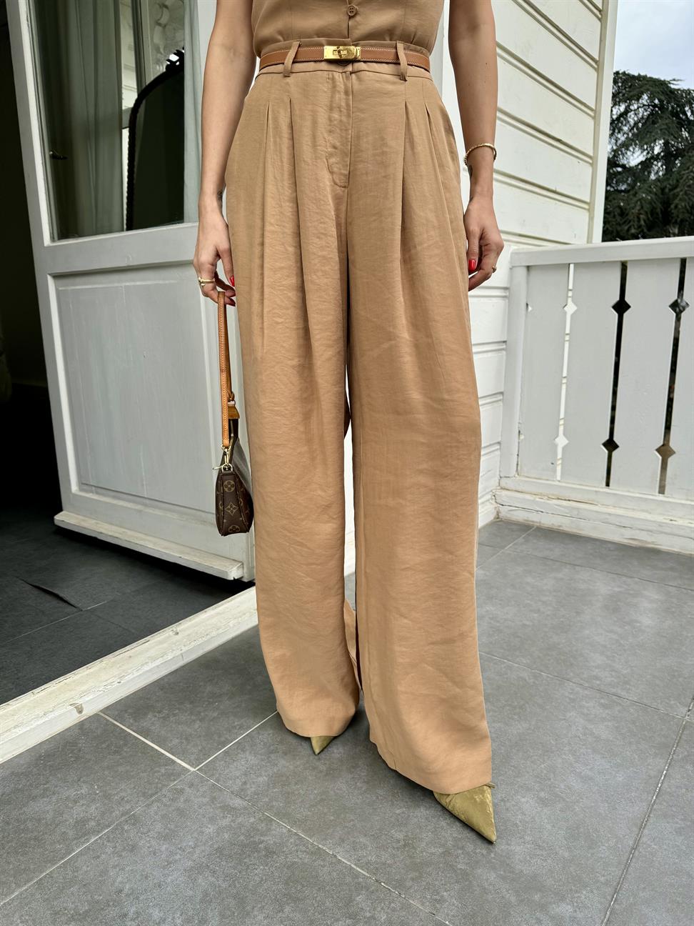 Camel Palazzo Pantolon
