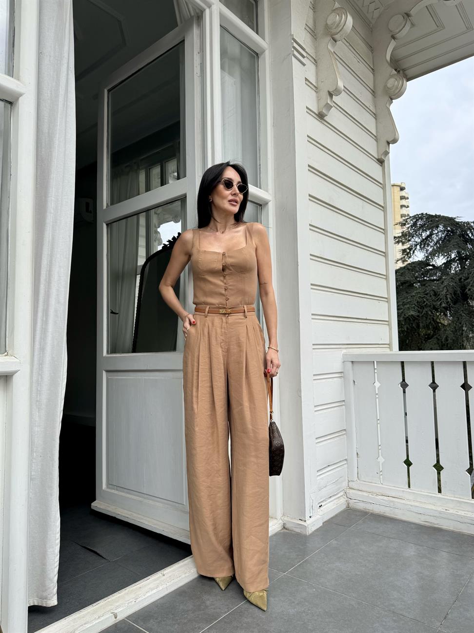 Camel Palazzo Pantolon