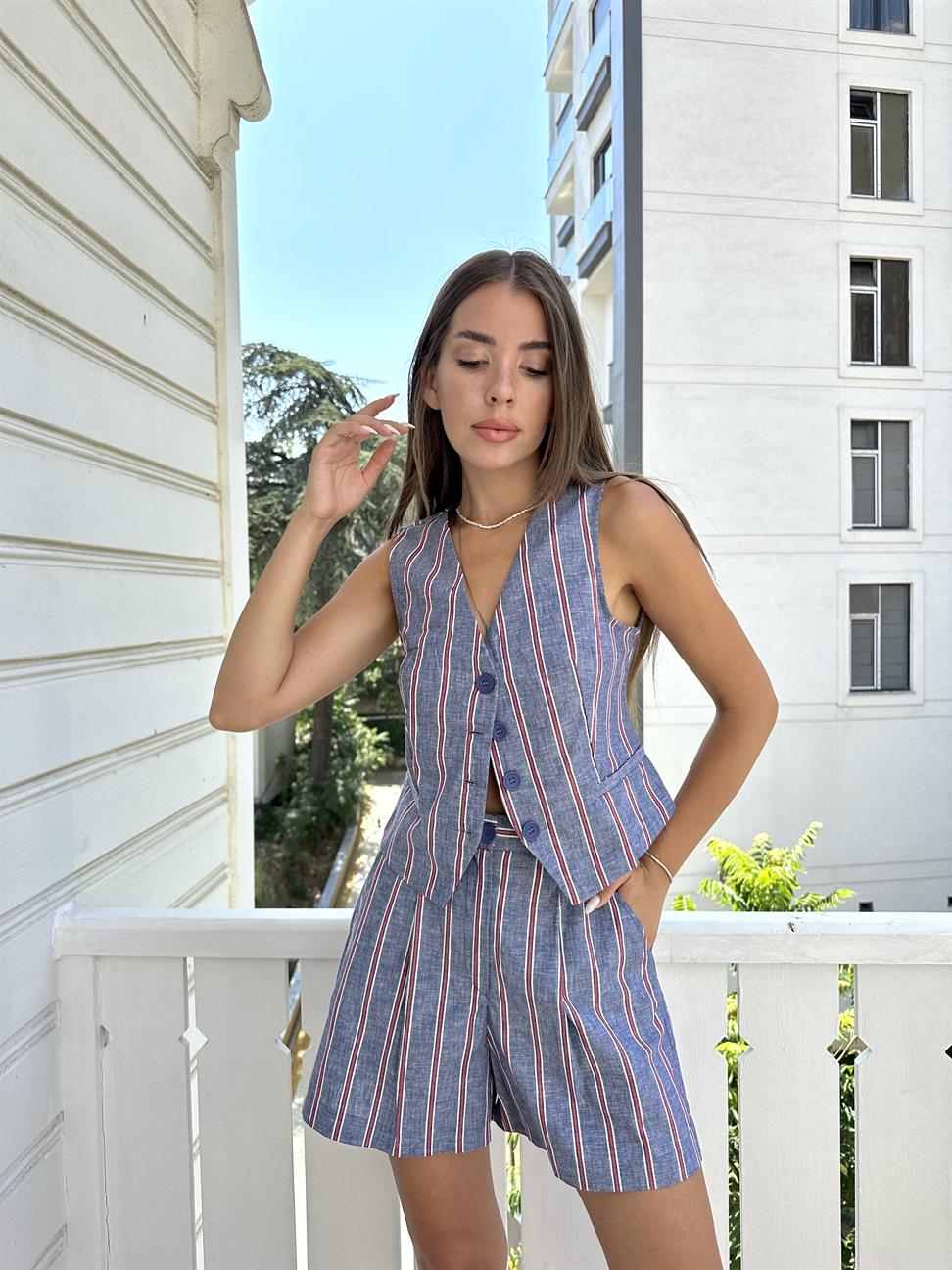 Çizgili Merlin Yelek