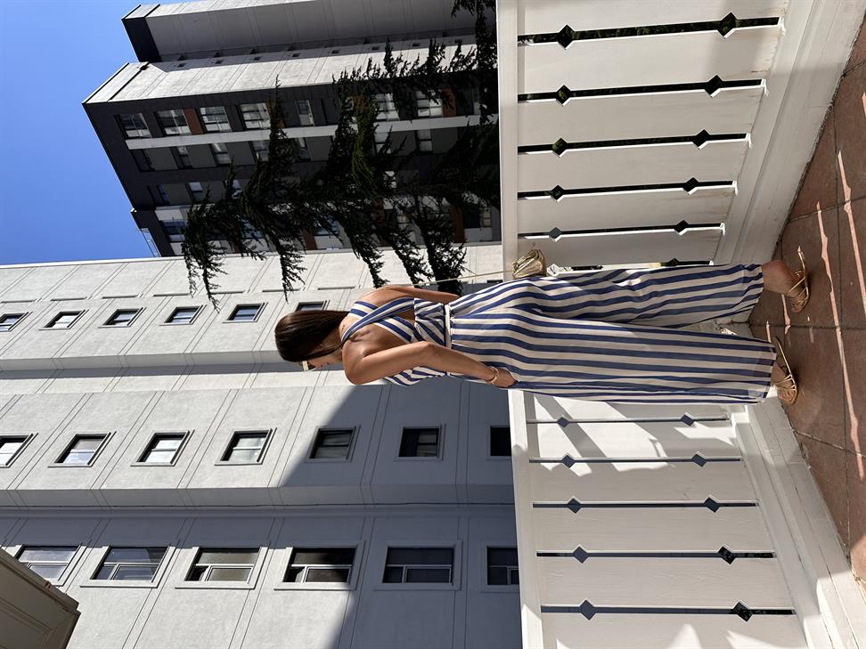 Çizgili Sırtı Çapraz Tulum