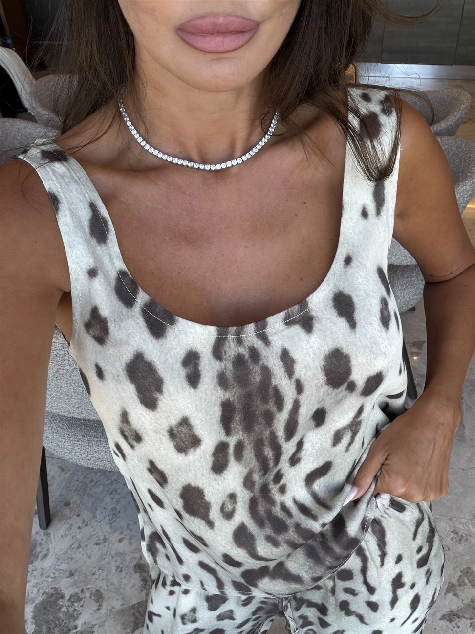 Leopar Desenli Pantolonlu Takım