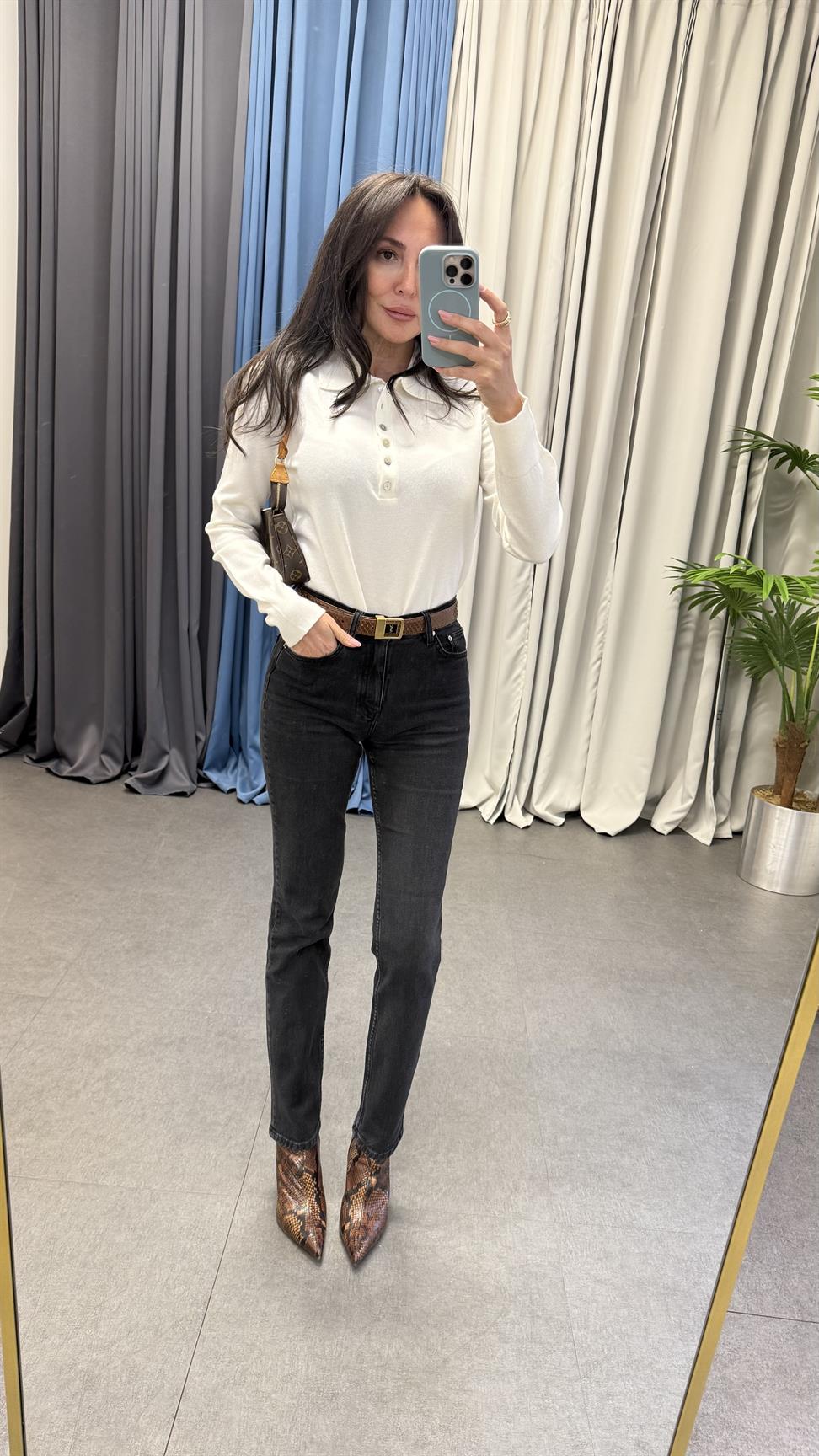 Ekru Polo Yaka Triko