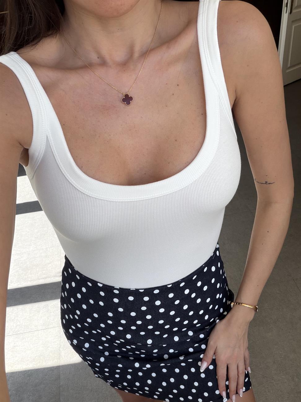 Ekru Askılı Bodysuit