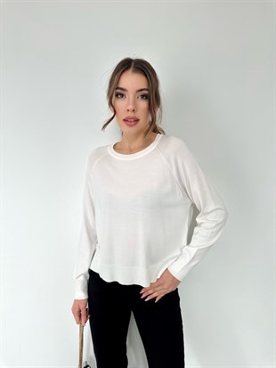 Ekru Bisiklet Yaka Kazak