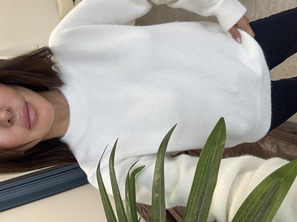 Ekru Bisiklet Yaka Yumuşak Dokulu Triko Kazak