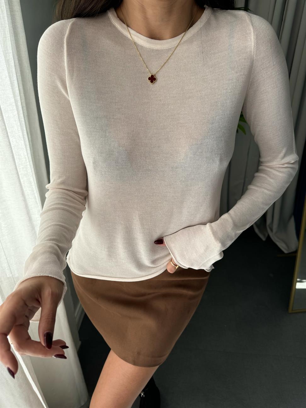 Ekru Transparan Triko