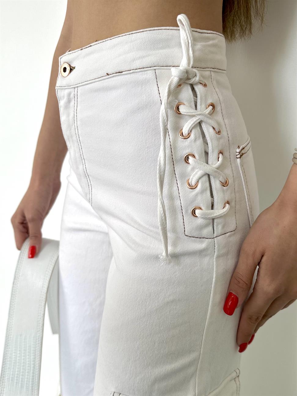 Ekru Boyamalı Pantolon