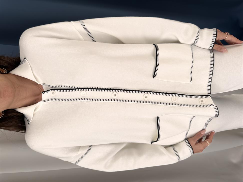 Ekru Çoban Dikişli Pantolon Takım