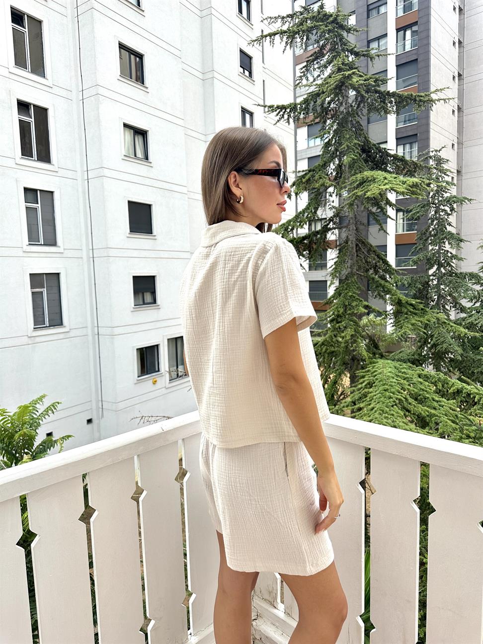 Ekru Gofre Kadın Takım