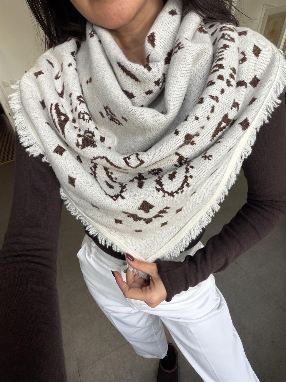 Ekru-Kahve Şal