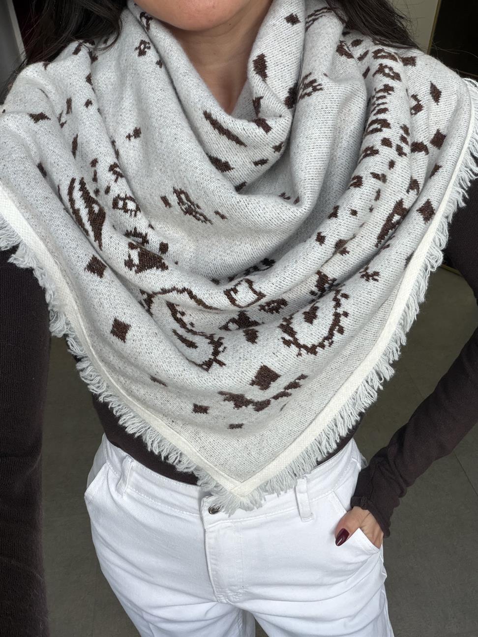 Ekru-Kahve Şal