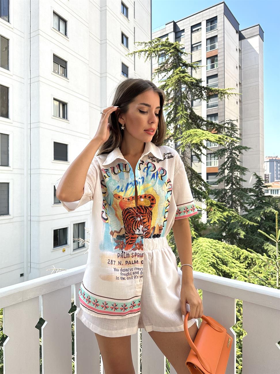 Ekru Lion Keten Takım