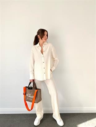 Ekru Pantolon Gömlek İkili Takım