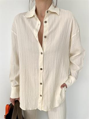 Ekru Pantolon Gömlek İkili Takım