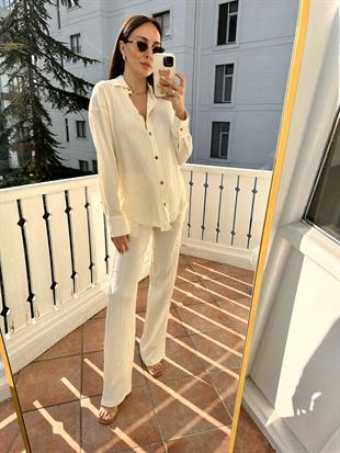 Ekru Pantolon Gömlek İkili Takım