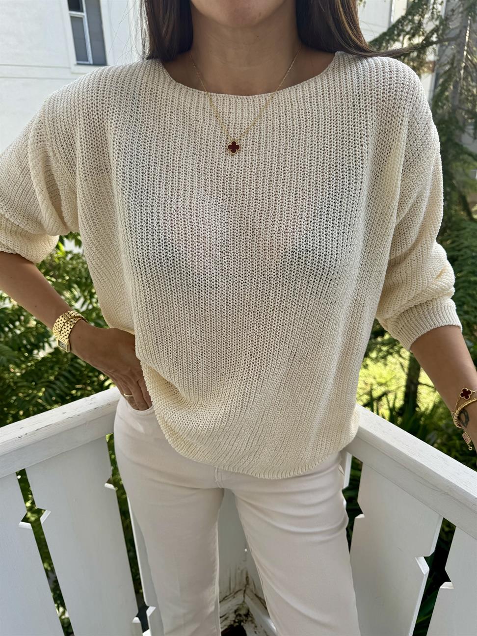 Ekru Selanik Örme Triko