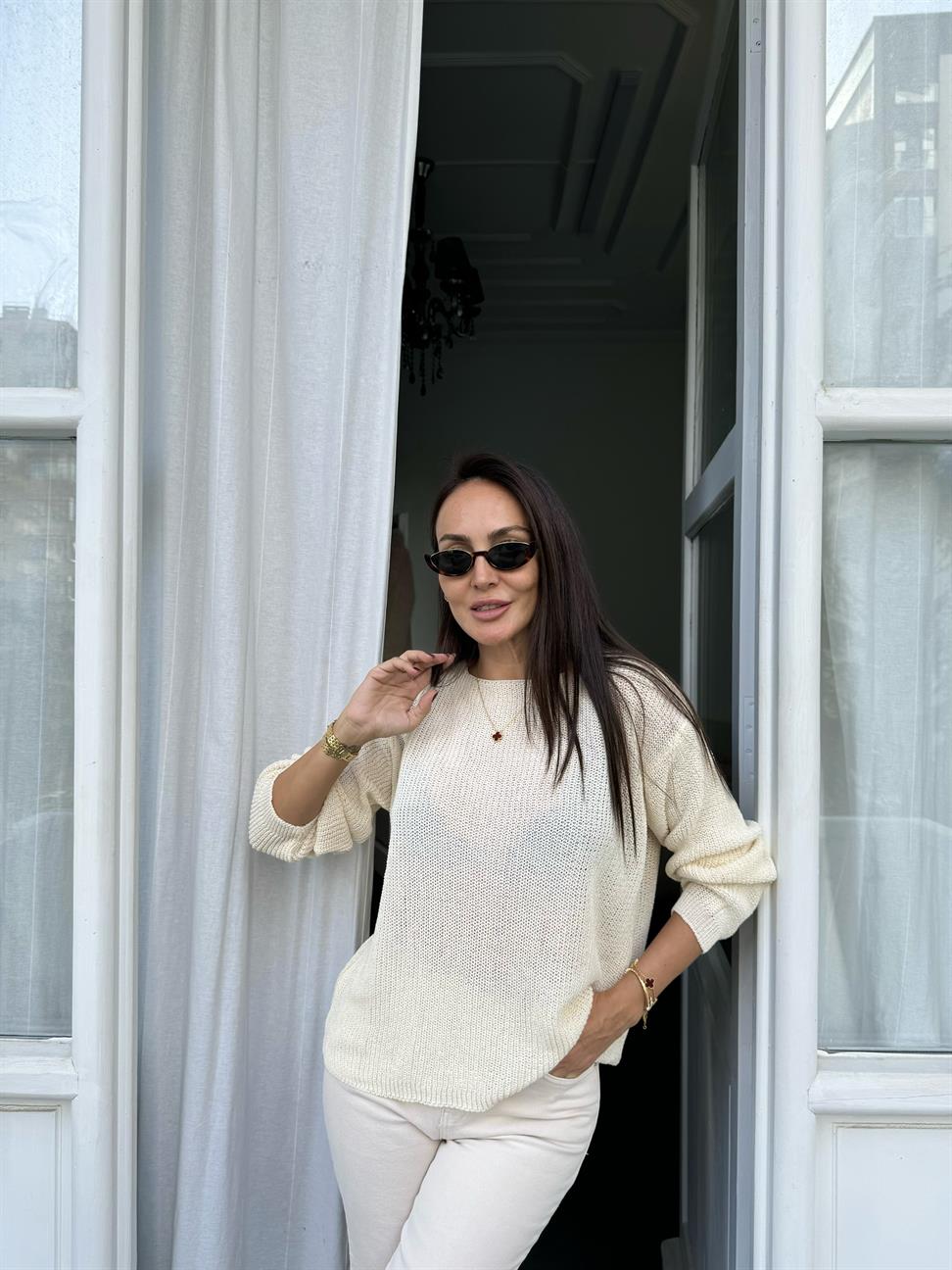 Ekru Selanik Örme Triko