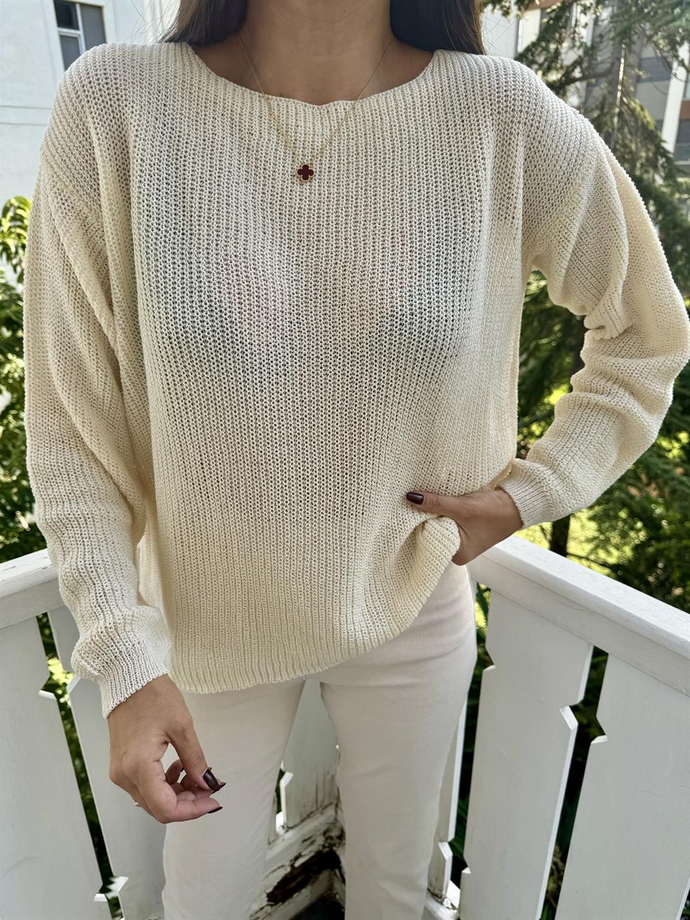 Ekru Selanik Örme Triko