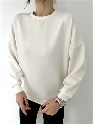 Ekru Yumuşak Dokulu Sweat