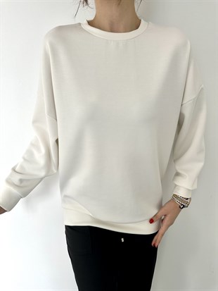 Ekru Yumuşak Dokulu Sweat