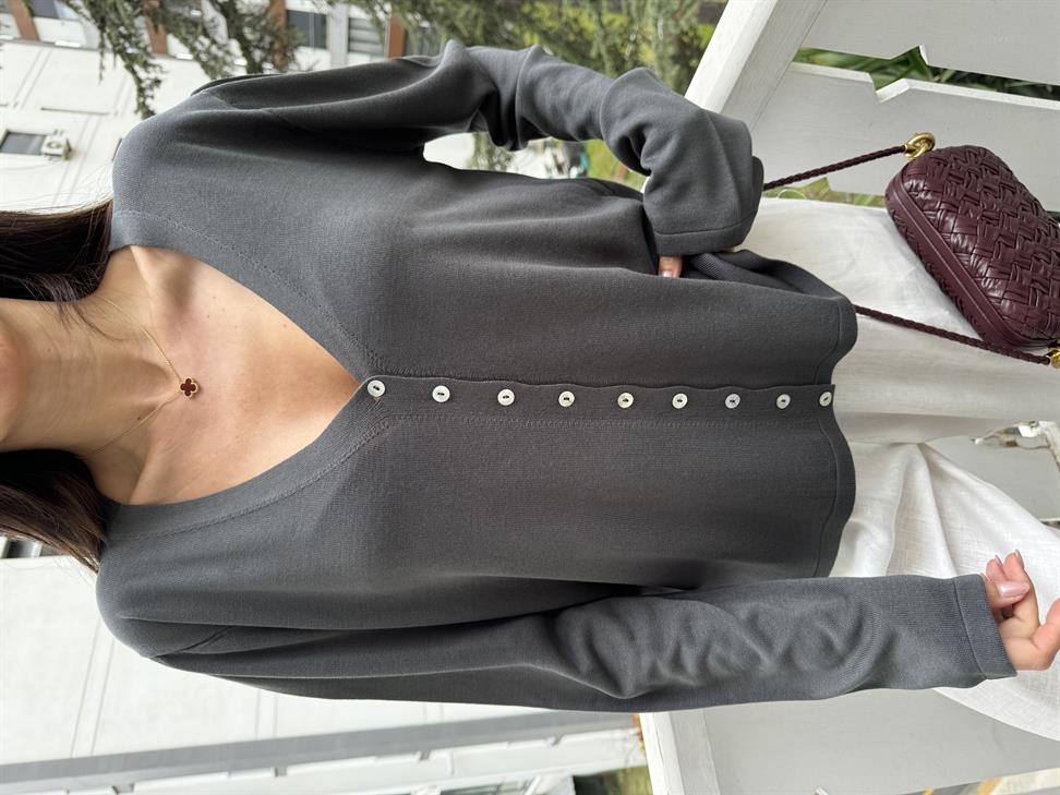 Füme 9 Düğmeli Hırka