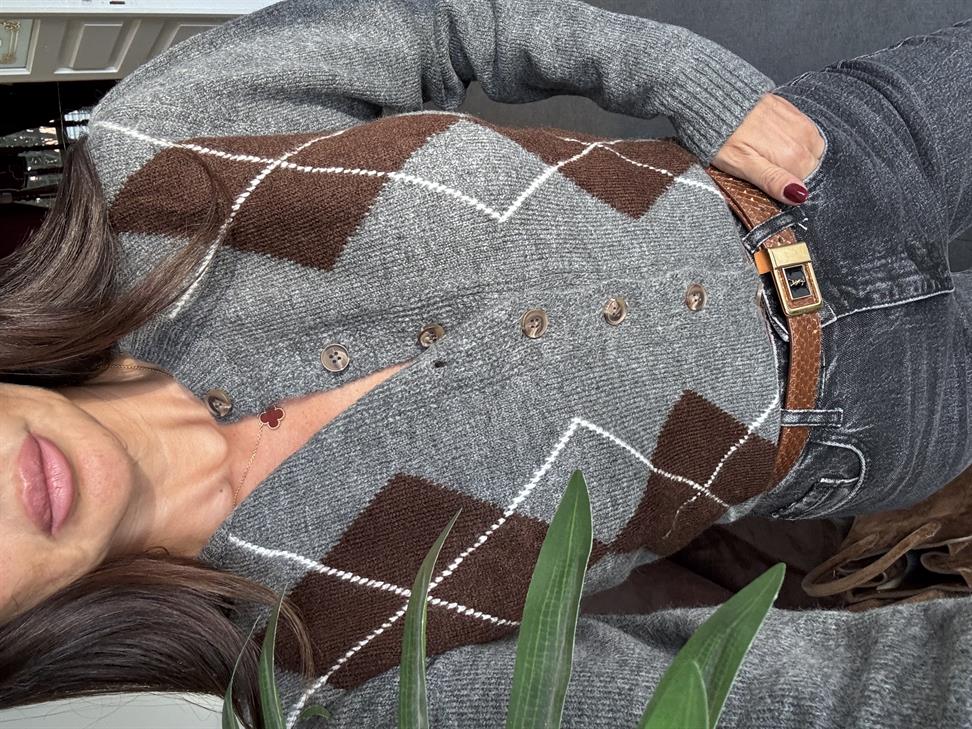 Füme Baklava Desen Hırka