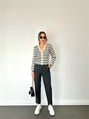 Füme Beli Lastikli Havuç Pantolon