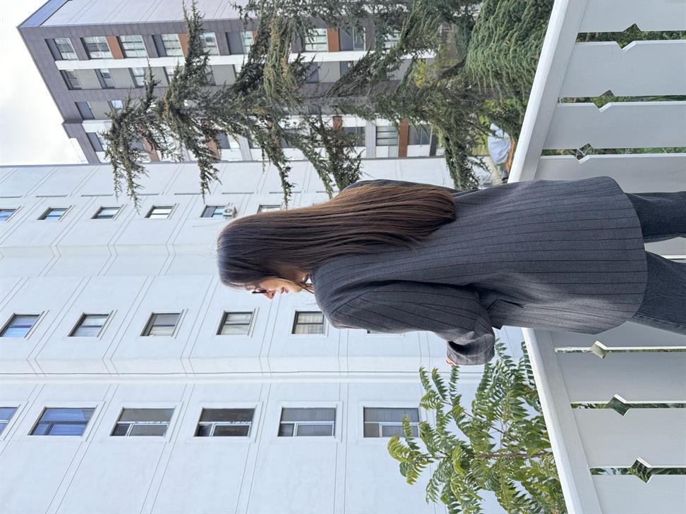 Füme-Bordo Çizgili Bol Kalıp Blazer Ceket