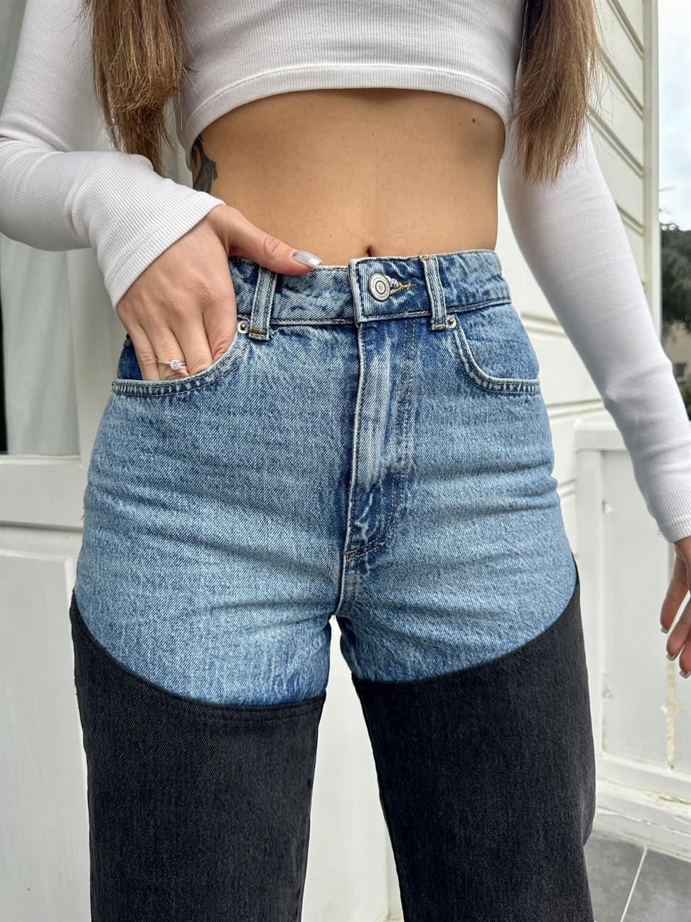 Çift Renk Füme Jean