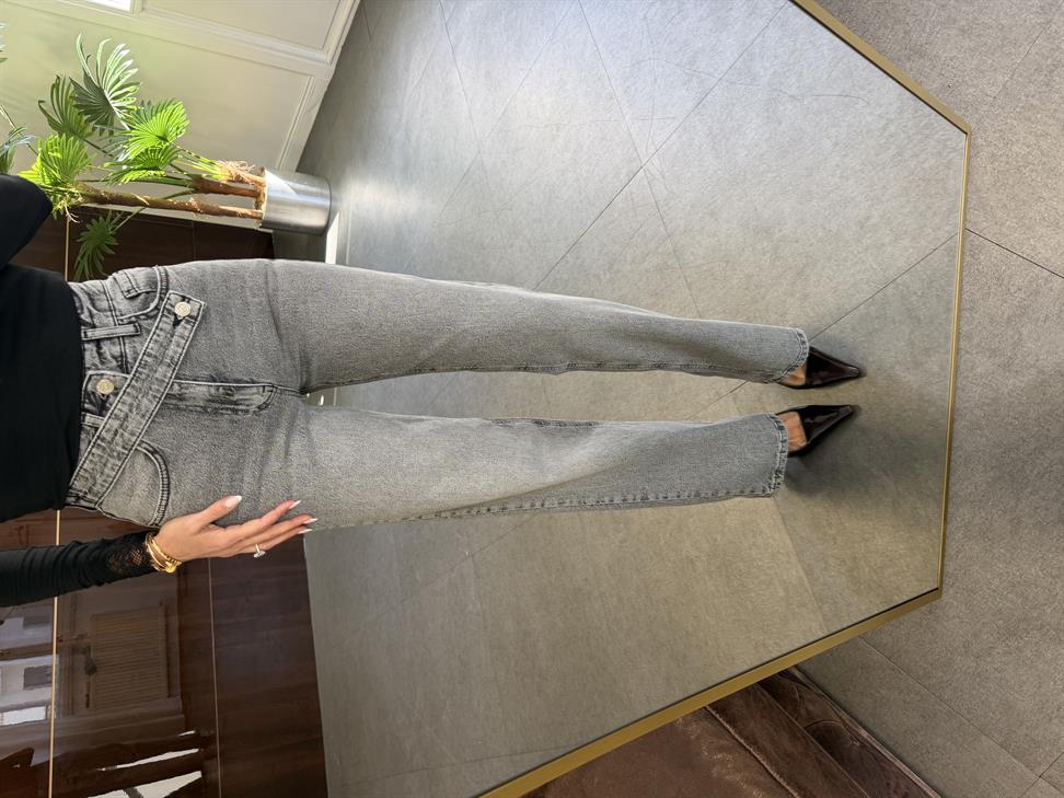 Füme Düğme Detaylı Jean Pantolon
