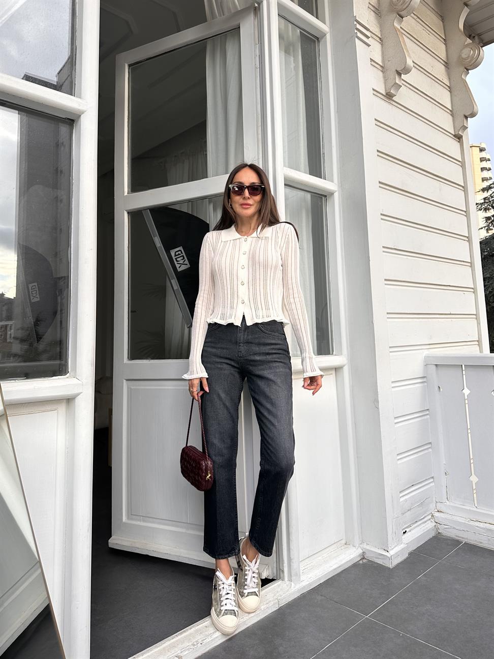 Füme Mom Kalıp Jean