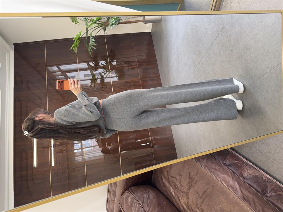 Füme Triko Hırka Pantolon İkili Takım