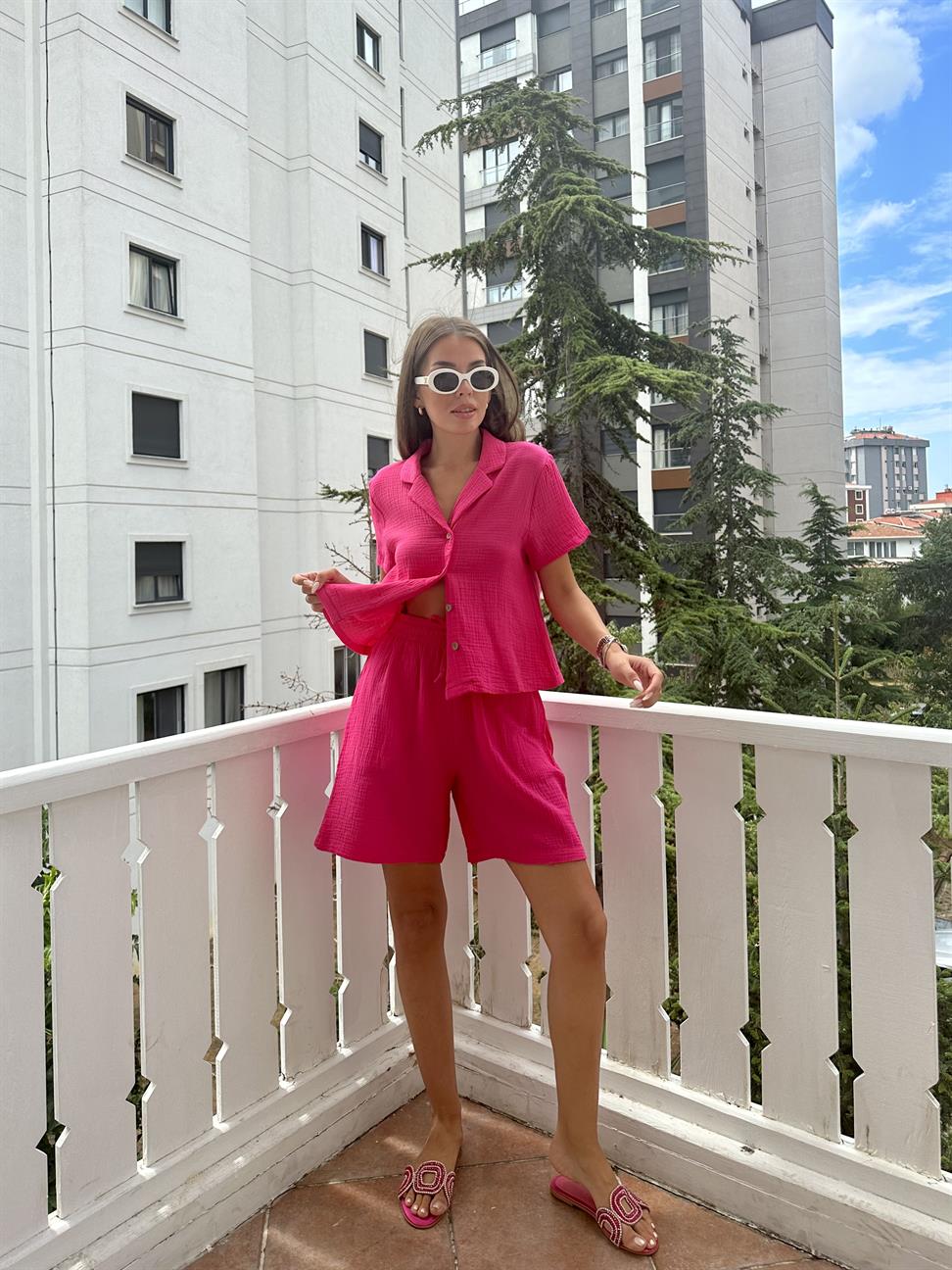 Fuşya Gofre Kadın Takım