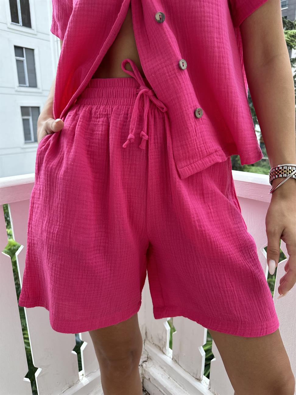 Fuşya Gofre Kadın Takım