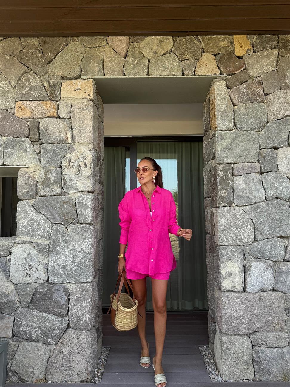 Fuşya Müslin Takım