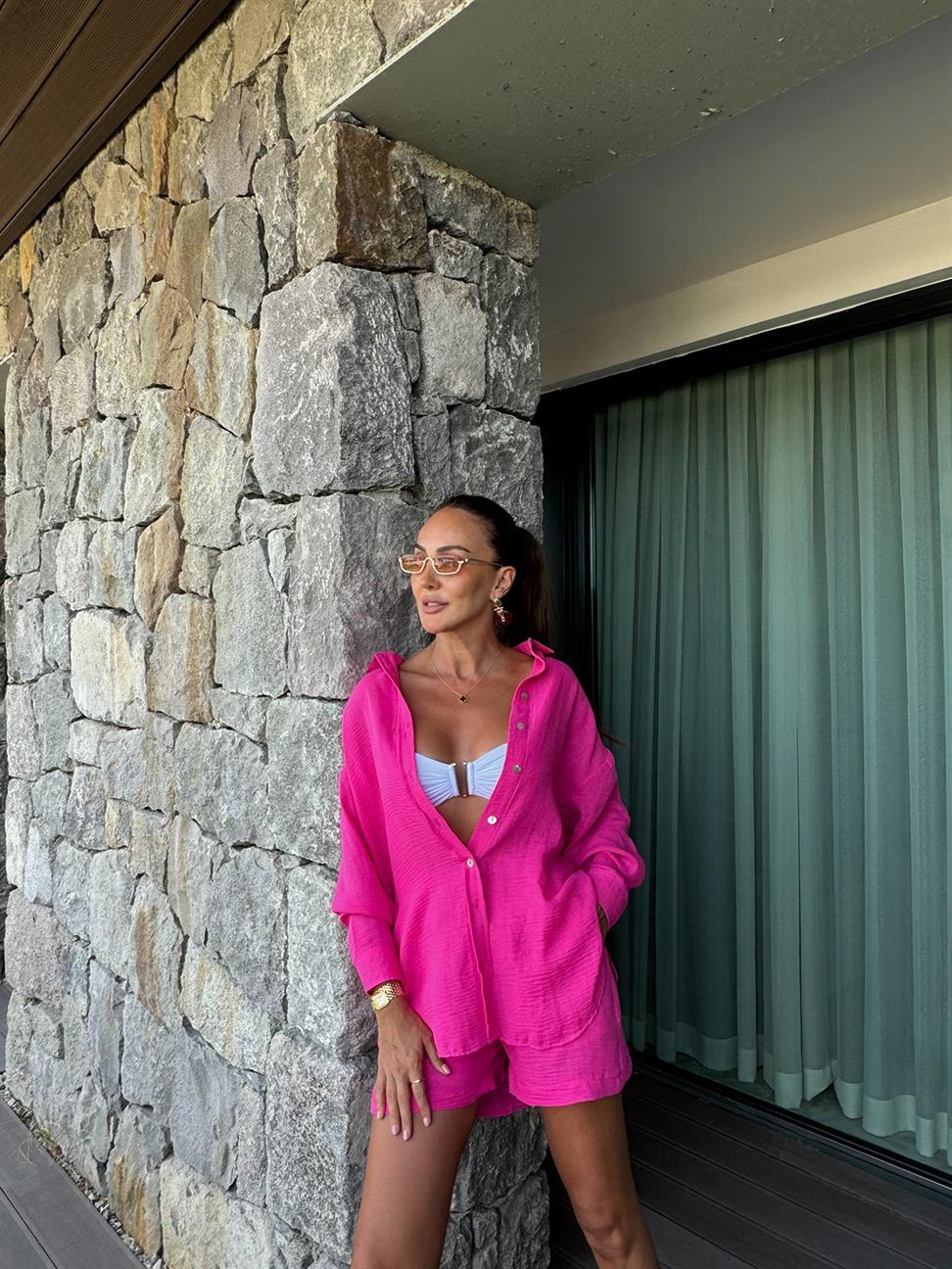 Fuşya Müslin Wood Takım