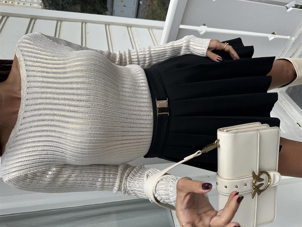 Gold Parlak Baskılı Triko Kazak