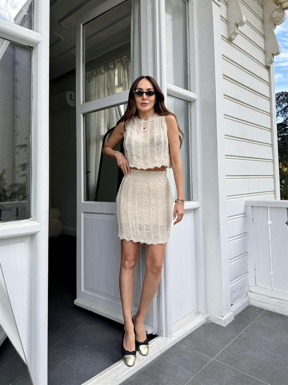 Gold Simli Merserize Bluz