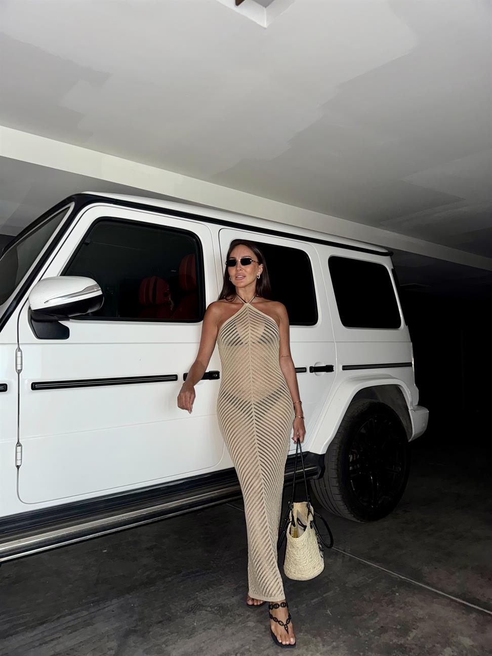 Gold Triko Maxi Boy Plaj Elbisesi