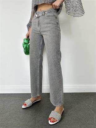 Gri Bol Paçalı Jean