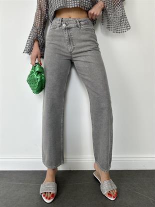 Gri Bol Paçalı Jean