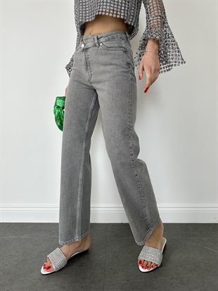 Gri Bol Paçalı Jean