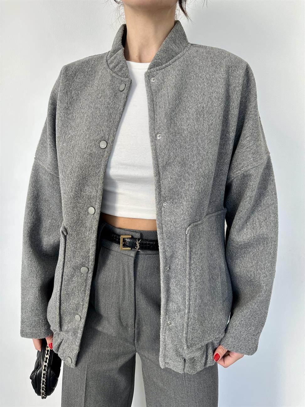 Gri Bomber Ceket