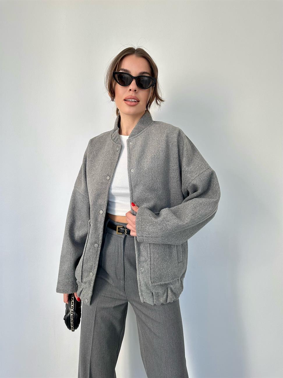 Gri Bomber Ceket