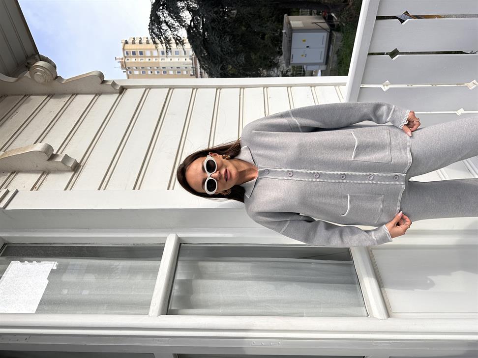 Gri Çoban Dikişli Pantolon Takım