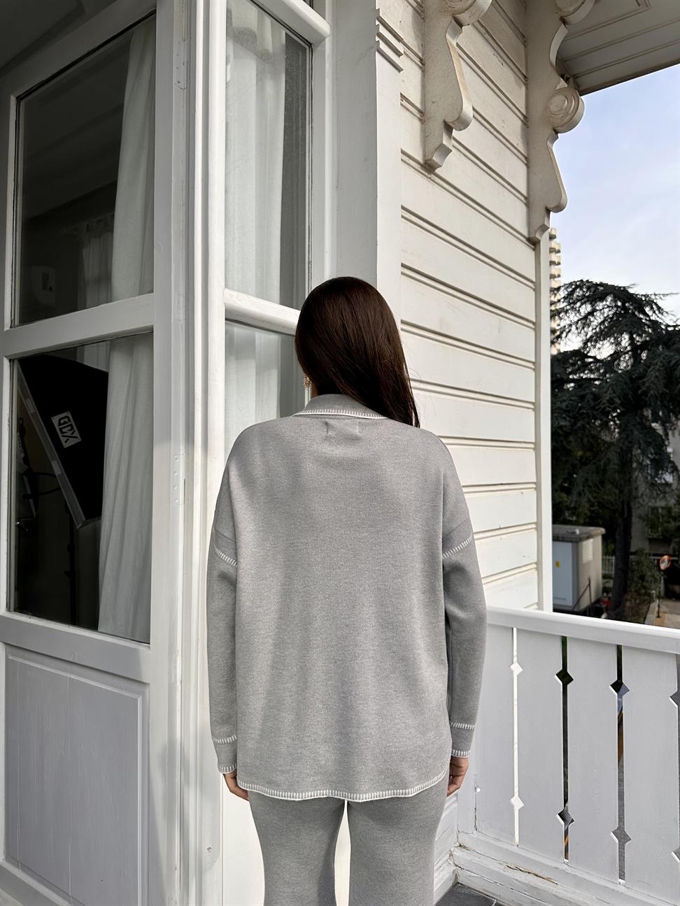 Gri Çoban Dikişli Pantolon Takım