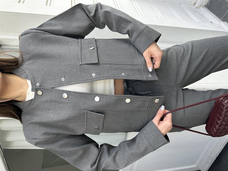 Gri İnce Bomber Ceket