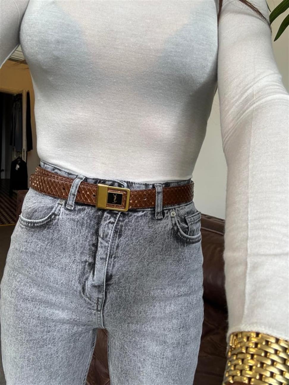 Gri Kar Yıkama Mom Pantolon